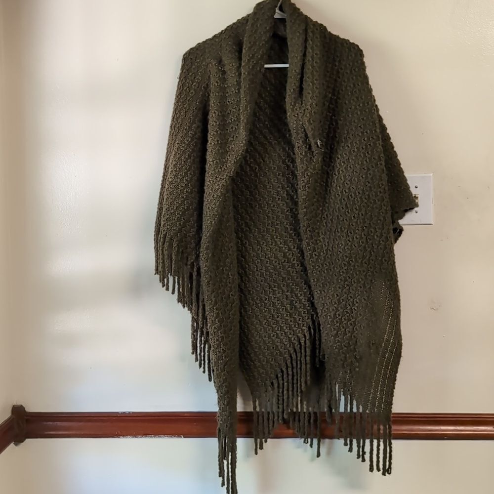 Olive‎ Green Oversized Heavy Knit Winter Poncho 100/% Acrylic